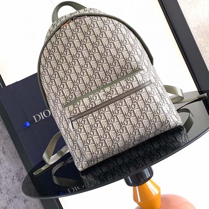 Dior Unisex CD Rider Backpack Khaki Dior Oblique Jacquard