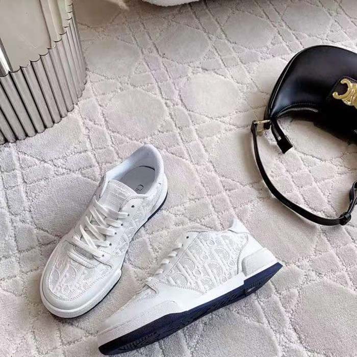 Dior Unisex Dior One Sneaker White Dior Oblique Perforated Calfskin