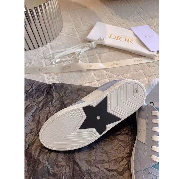 Dior Unisex Dior Star Sneaker Pastel Blue Suede Calfskin White Calfskin