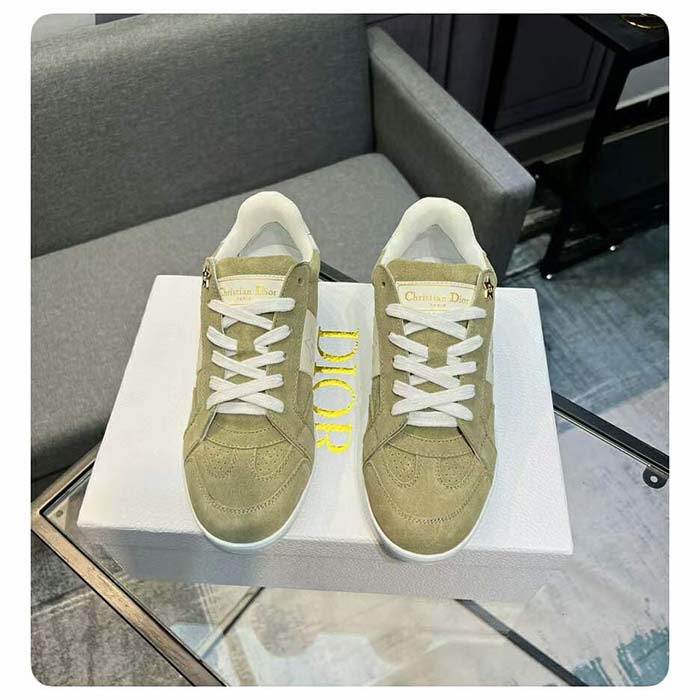 Dior Unisex Dior Star Sneaker Pastel Peyote Green Suede Calfskin and White Calfskin