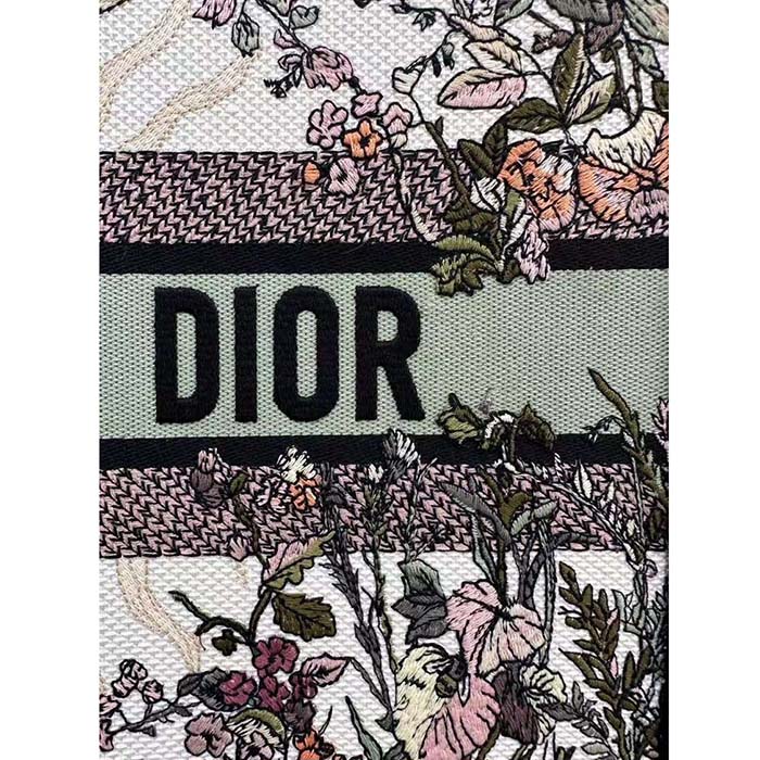 Dior Unisex Large Dior Book Tote Ecru Multicolor 4 Saisons Automne Soleil Embroidery