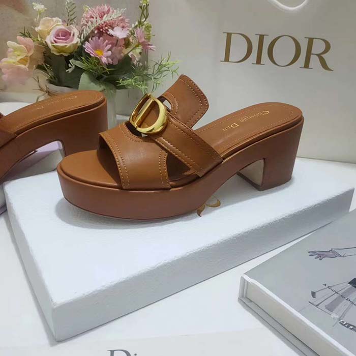 Dior Women CD 30 Montaigne Platform Slide Camel Calfskin
