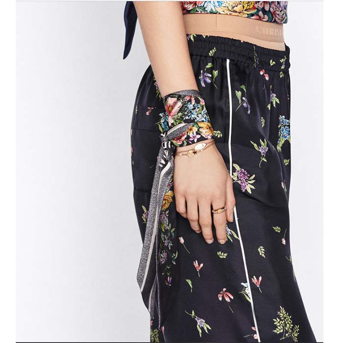 Dior Women CD D-Floral Mitzah Scarf Blue Multicolor Silk Twill