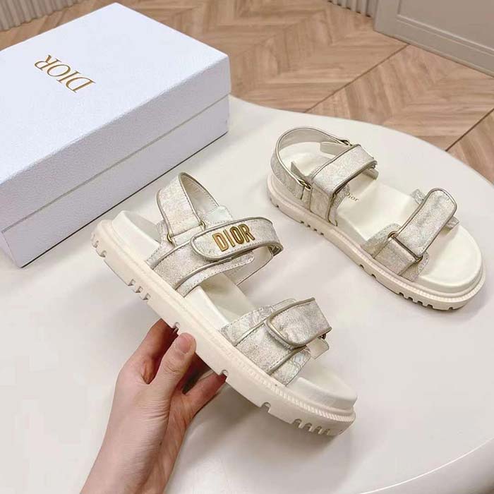 Dior Women CD Dioract Sandal Technical Fabric Allover Butterfly Print