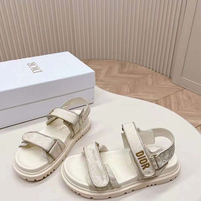 Dior Women CD Dioract Sandal Technical Fabric Allover Butterfly Print