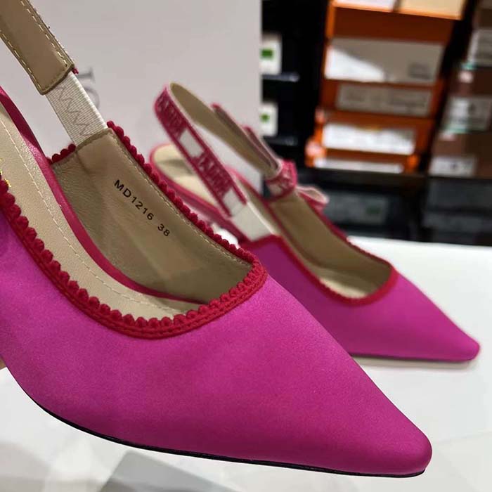 Dior Women CD J’Adior Slingback Pump Passion Pink Embroidered Cotton