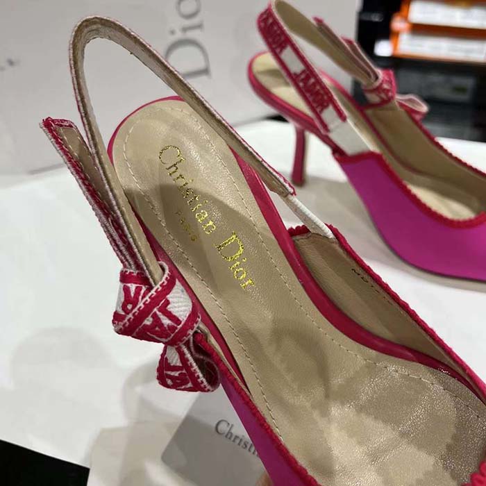 Dior Women CD J’Adior Slingback Pump Passion Pink Embroidered Cotton