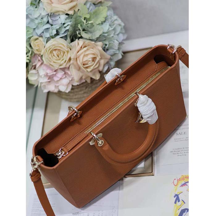 Dior Women CD Large Lady D-Sire Bag Dark Brandy Bull Leather