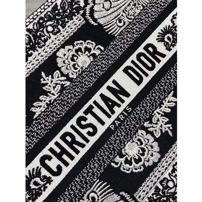 Dior Women CD Medium Dior Book Tote Black White Butterfly Bandana Embroidery