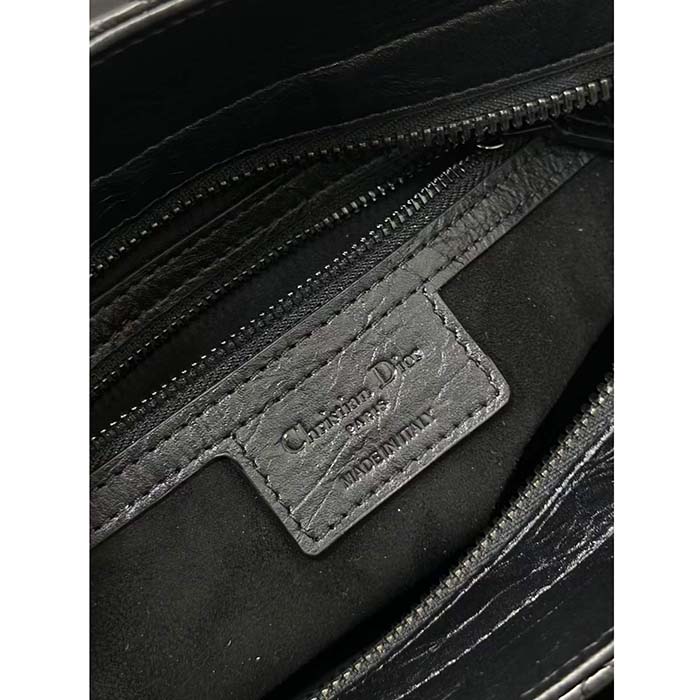 Dior Women CD Medium Lady D-Sire My ABCDior Bag Black Macrocannage Crinkled Calfskin