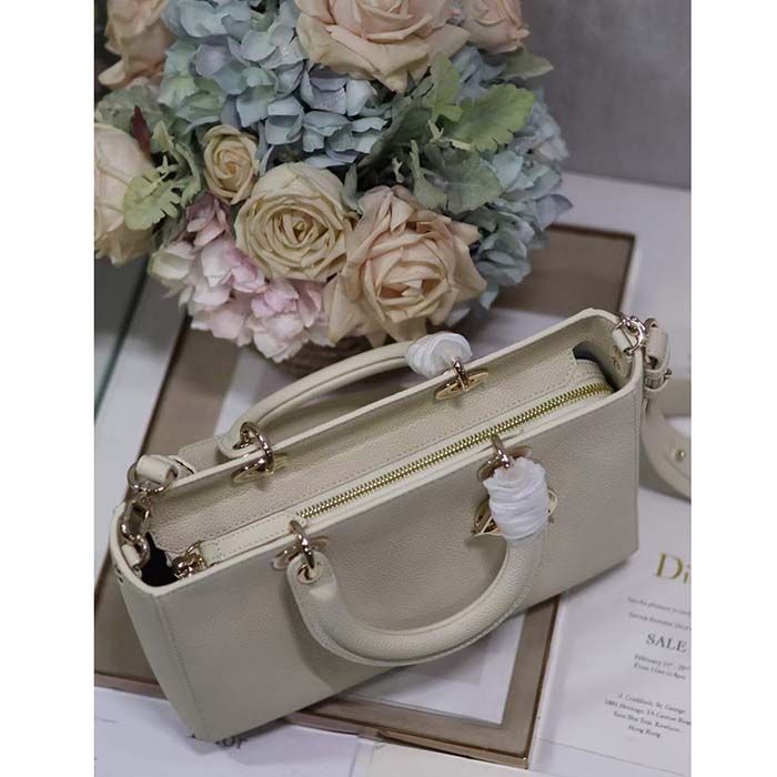 Dior Women CD Medium Lady D-Sire My ABCDior Bag Powder Beige Bull Leather