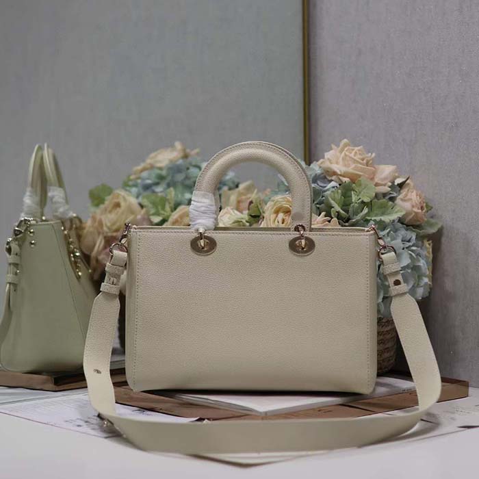 Dior Women CD Medium Lady D-Sire My ABCDior Bag Powder Beige Bull Leather
