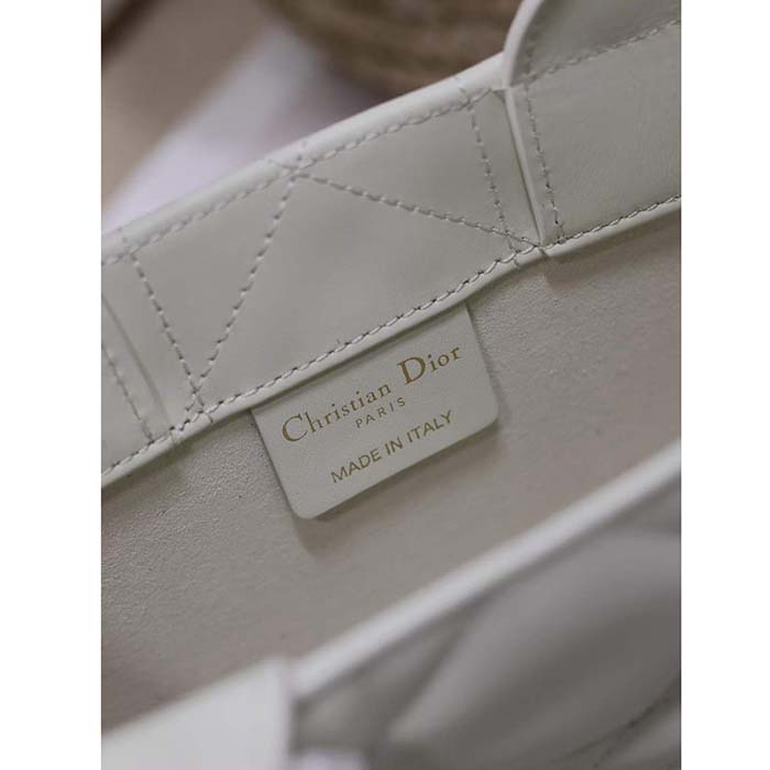 Dior Women CD Mini Dior Book Tote Latte Macrocannage Calfskin