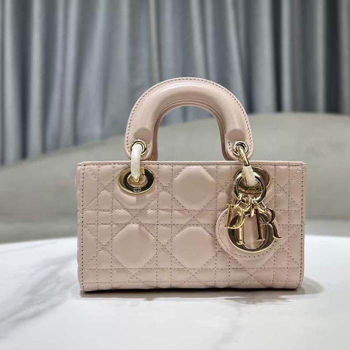 Dior Women CD Mini Dior Book Tote Trench Beige Macrocannage Calfskin