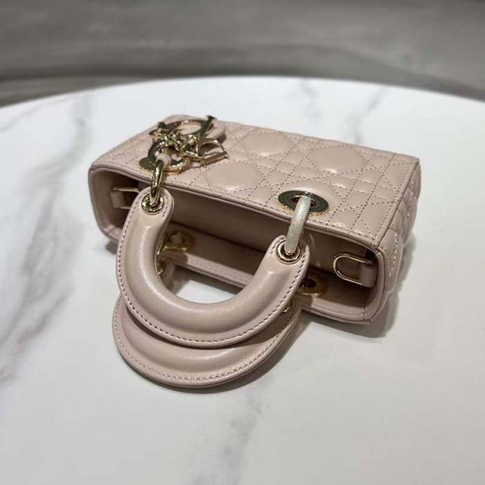 Dior Women CD Mini Dior Book Tote Trench Beige Macrocannage Calfskin