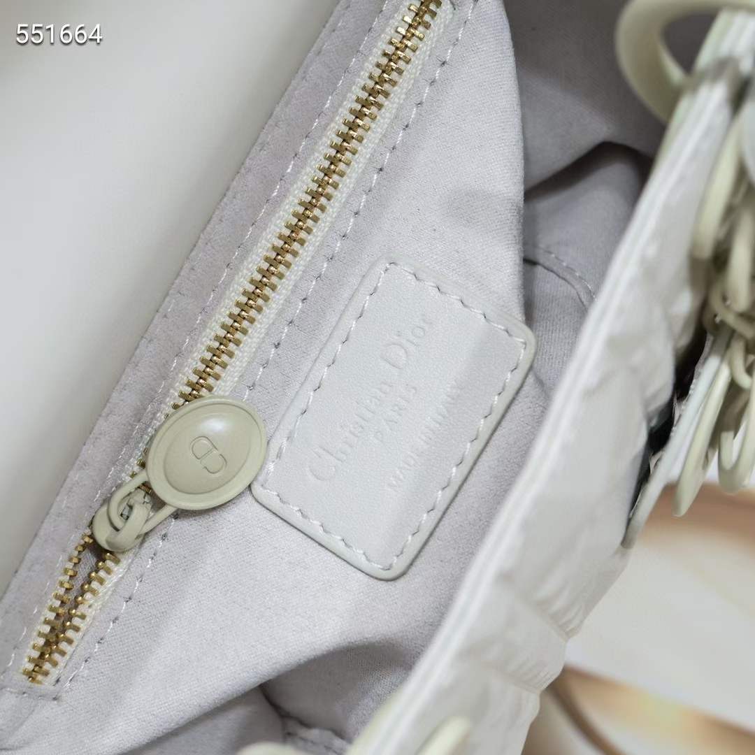 Dior Women CD Mini Lady Dior Bag Latte Cannage Calfskin Diamond