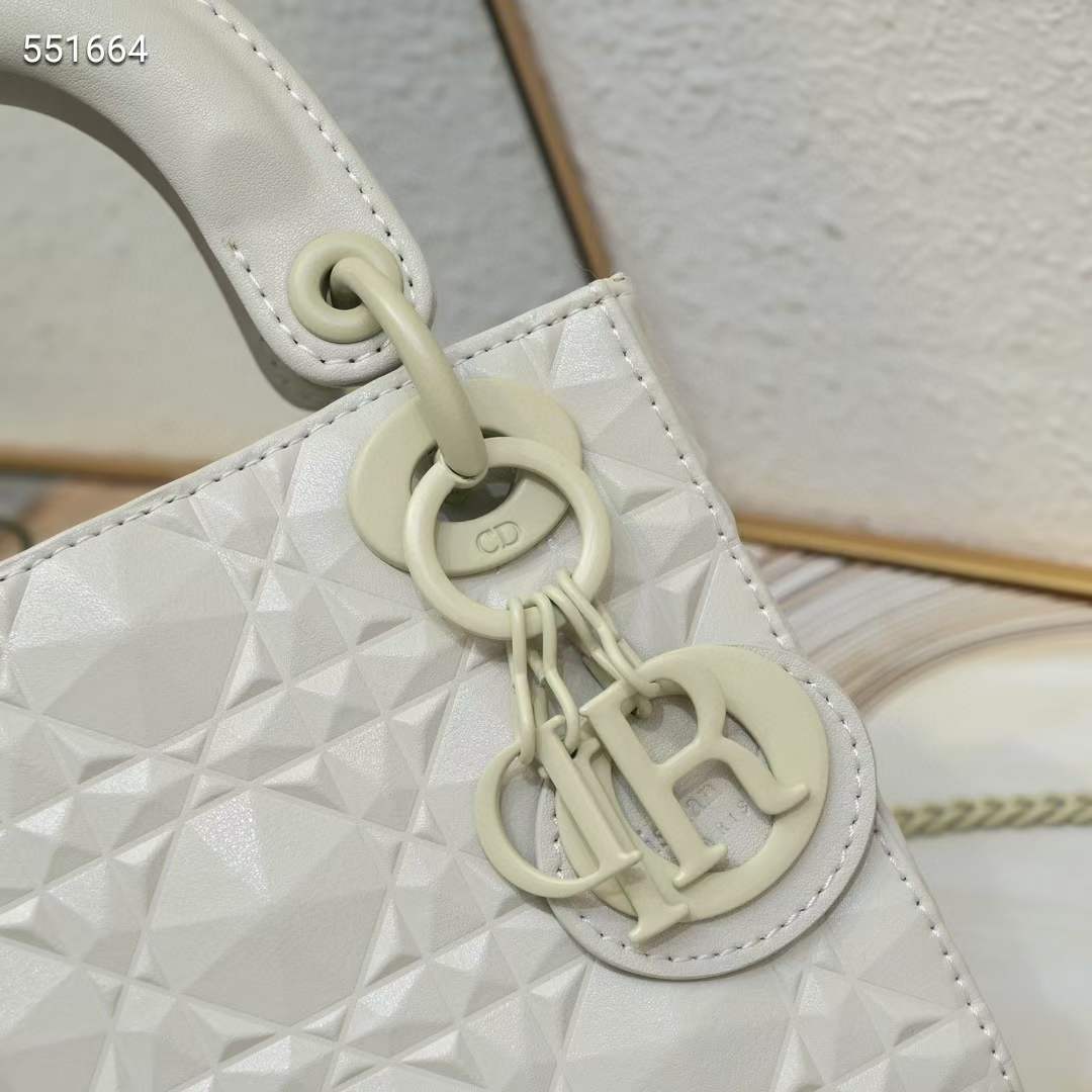Dior Women CD Mini Lady Dior Bag Latte Cannage Calfskin Diamond