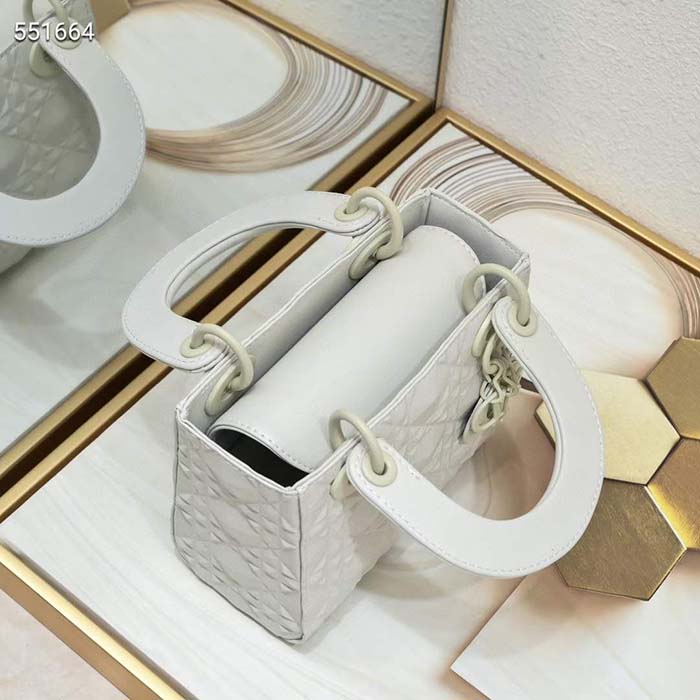 Dior Women CD Mini Lady Dior Bag Latte Cannage Calfskin Diamond
