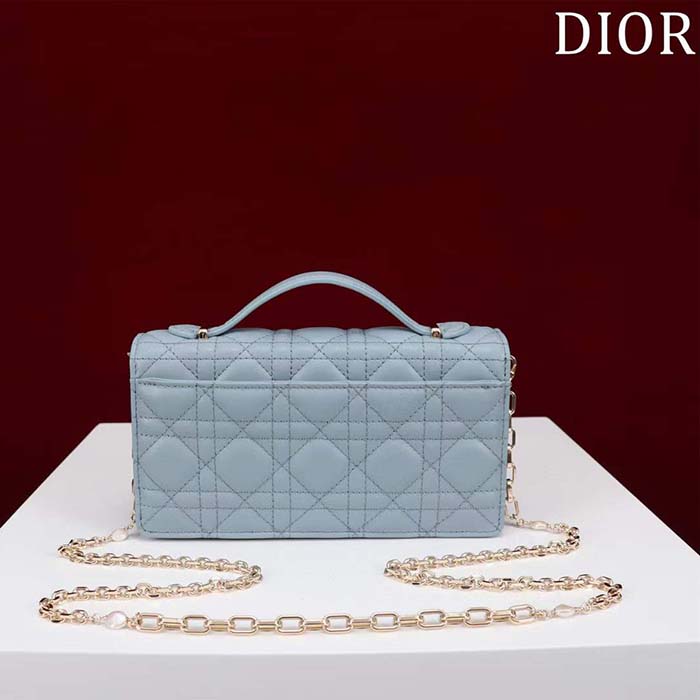 Dior Women CD My Dior Mini Bag Cloud Blue Cannage Lambskin
