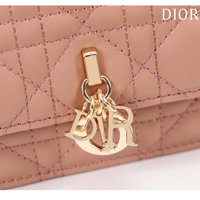 Dior Women CD My Dior Mini Bag Rose Des Vents Cannage Lambskin