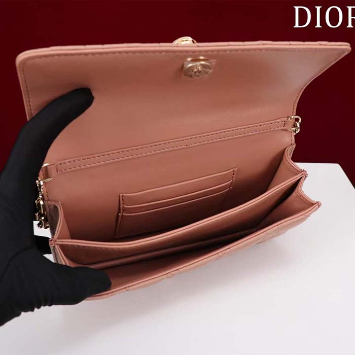 Dior Women CD My Dior Mini Bag Rose Des Vents Cannage Lambskin
