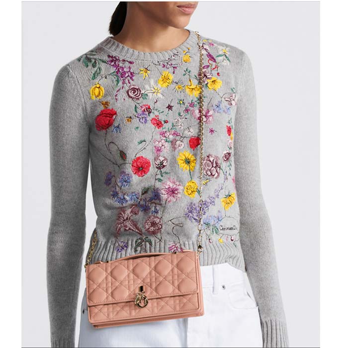 Dior Women CD My Dior Mini Bag Rose Des Vents Cannage Lambskin
