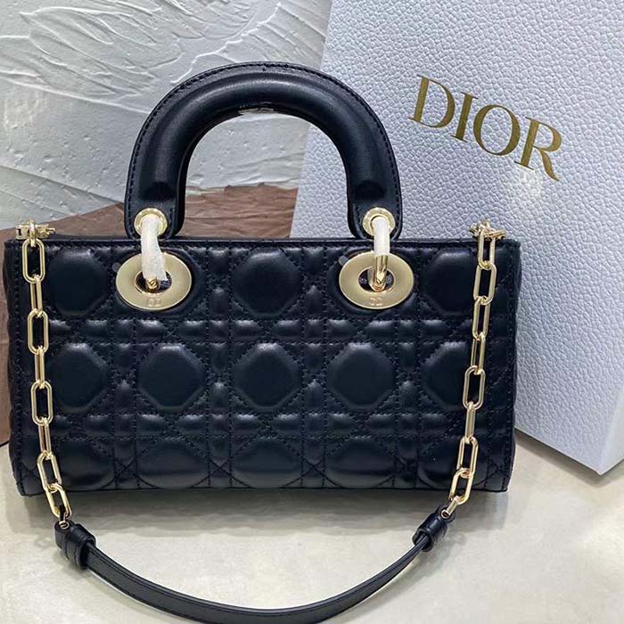 Dior Women CD Small Lady D-Joy Bag Black Cannage Lambskin