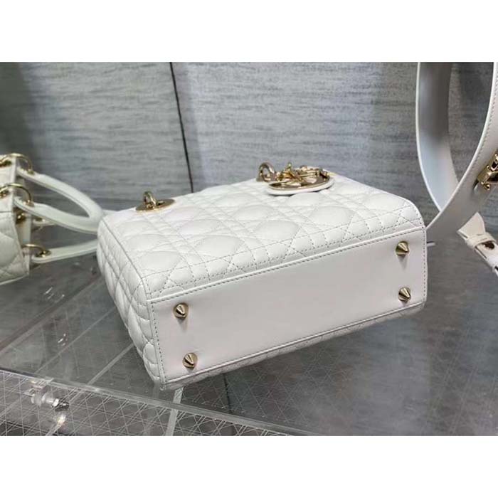 Dior Women CD Small Lady Dior Bag Latte Grained Cannage Calfskin