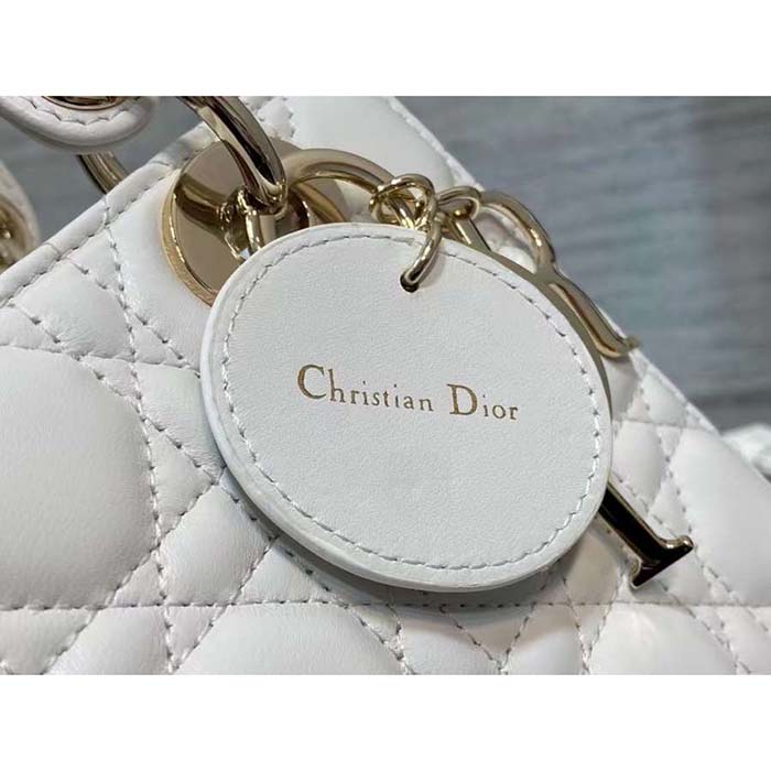 Dior Women CD Small Lady Dior Bag Latte Grained Cannage Calfskin