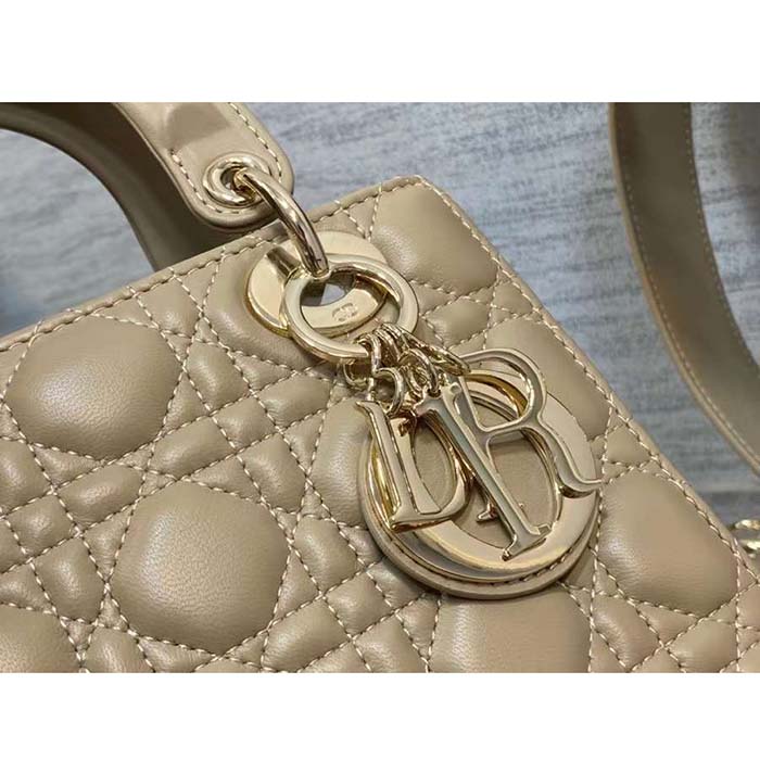 Dior Women CD Small Lady Dior My ABCDior Bag Sand Cannage Lambskin