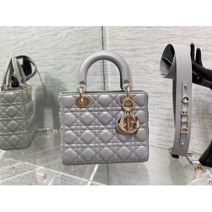 Dior Women CD Small Lady Dior My ABCDior Bag Steel Gray Cannage Lambskin