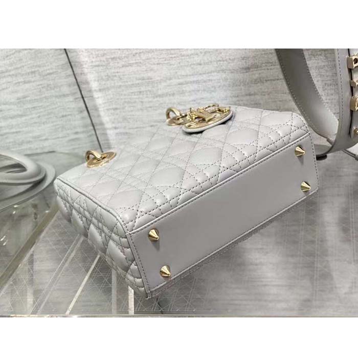 Dior Women CD Small Lady Dior My ABCDior Bag Steel Gray Cannage Lambskin