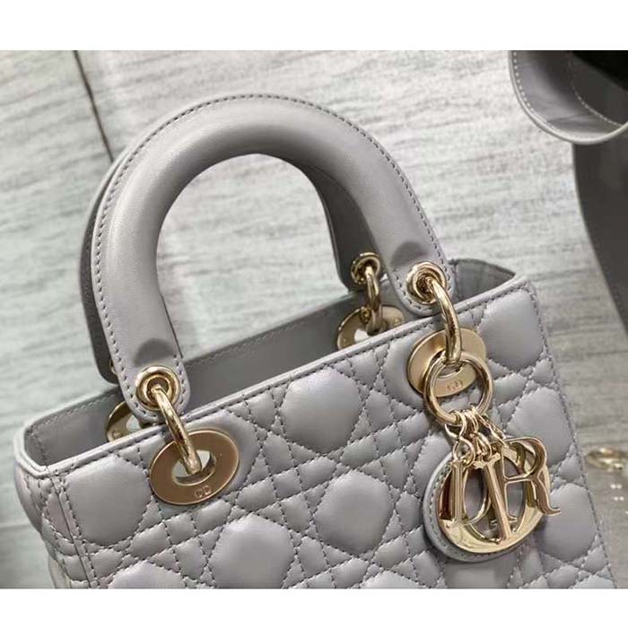 Dior Women CD Small Lady Dior My ABCDior Bag Steel Gray Cannage Lambskin