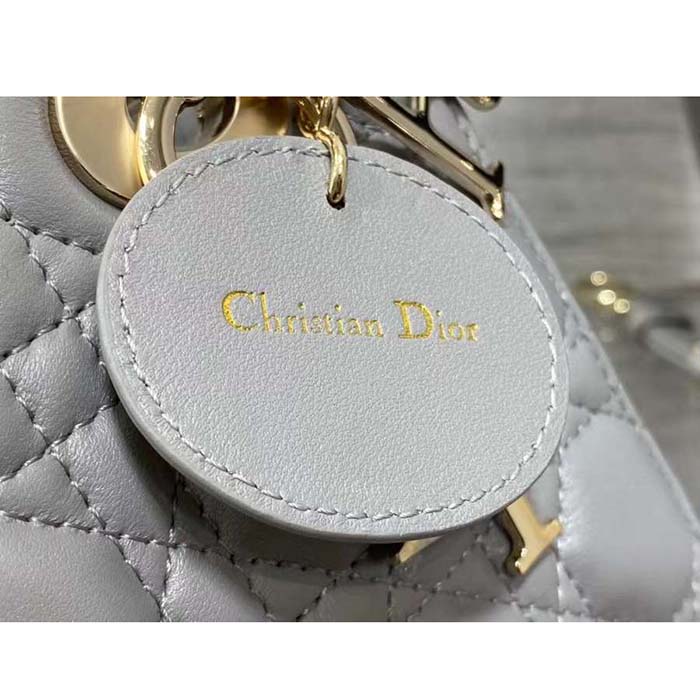 Dior Women CD Small Lady Dior My ABCDior Bag Steel Gray Cannage Lambskin
