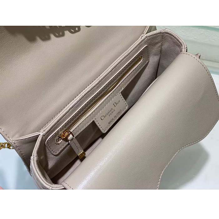 Dior Women Mini Dior Jolie Top Handle Bag Powder Beige Cannage Calfskin