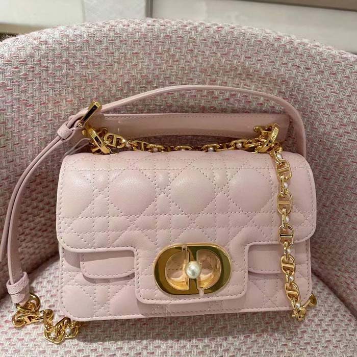 Dior Women Mini Dior Jolie Top Handle Bag Powder Pink Cannage Calfskin