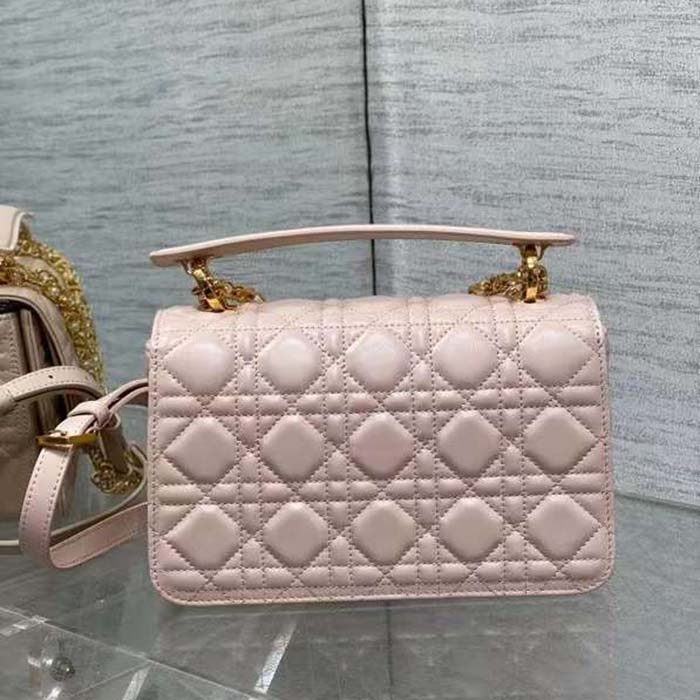 Dior Women Mini Dior Jolie Top Handle Bag Powder Pink Cannage Calfskin