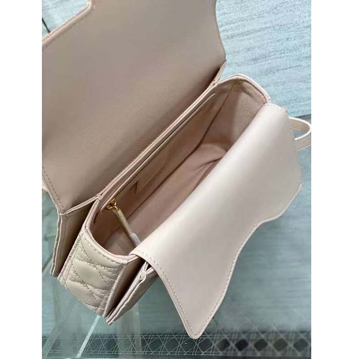 Dior Women Mini Dior Jolie Top Handle Bag Powder Pink Cannage Calfskin