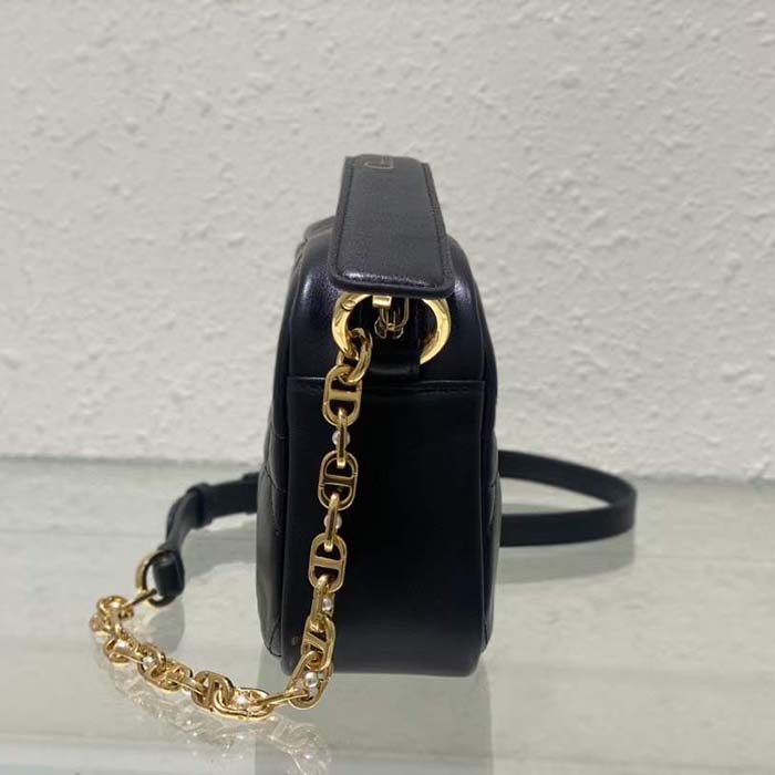 Dior Women Small Dior Caro Top Handle Camera Bag Black Macrocannage Calfskin