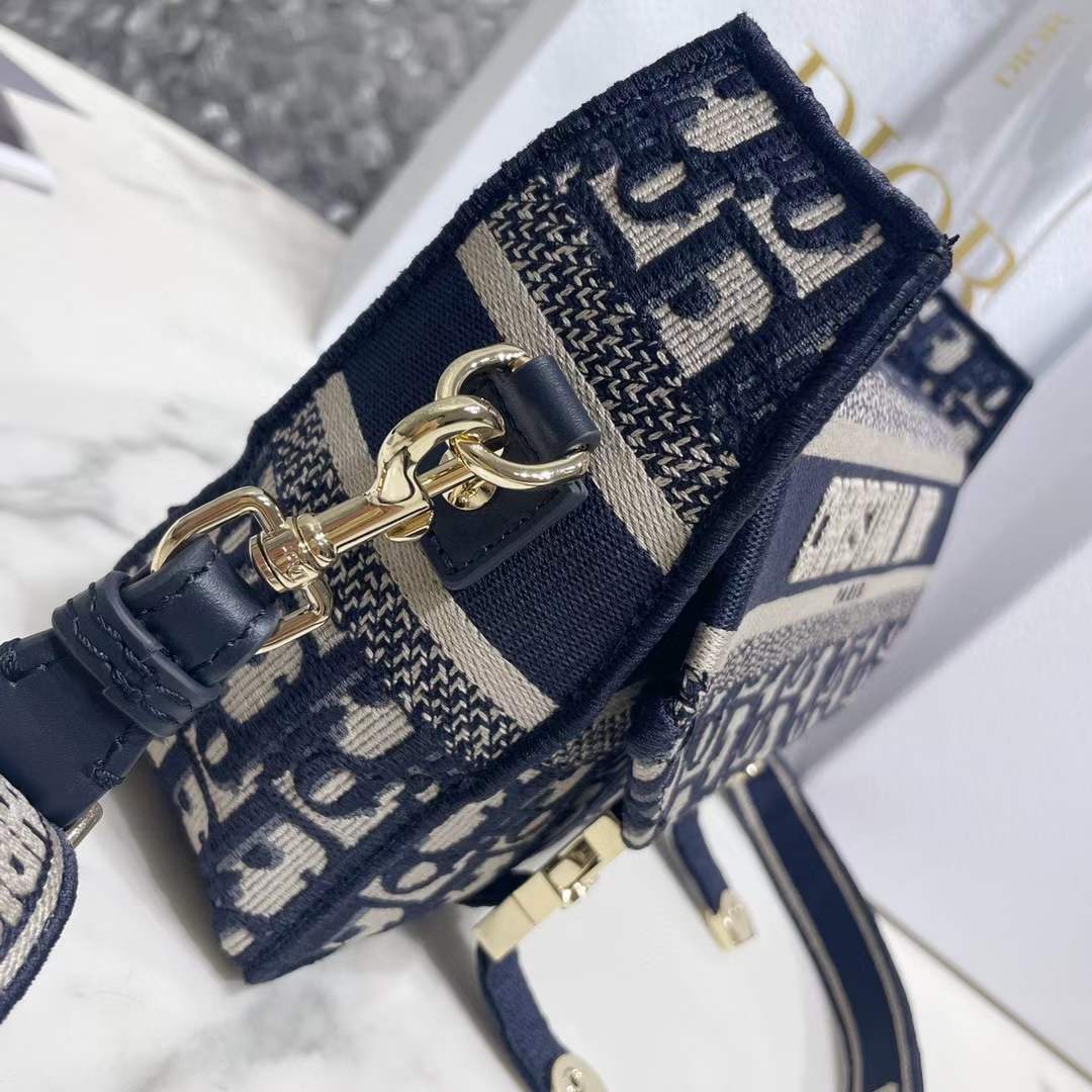 Dior Unisex Small Diorcamp Bag Blue Dior Oblique Embroidery