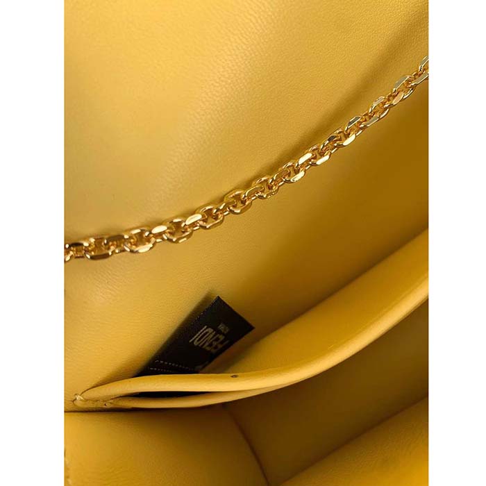 Fendi Women FF Wallet On Chain Baguette Yellow Nappa Leather Wallet