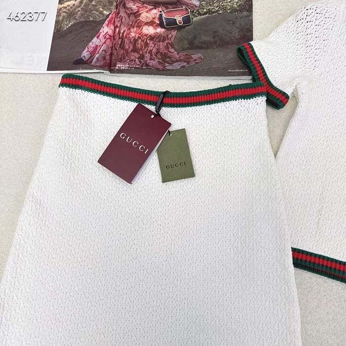 Gucci GG Women Cotton Lace Shorts Web Slip Lining Elastic Waistband