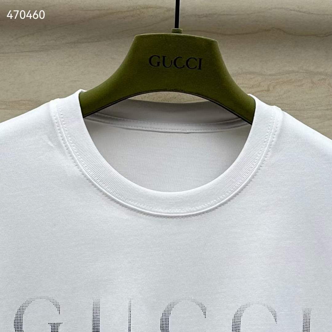 Gucci Men GG Cotton Jersey T-Shirt Print White Crewneck Short Sleeves