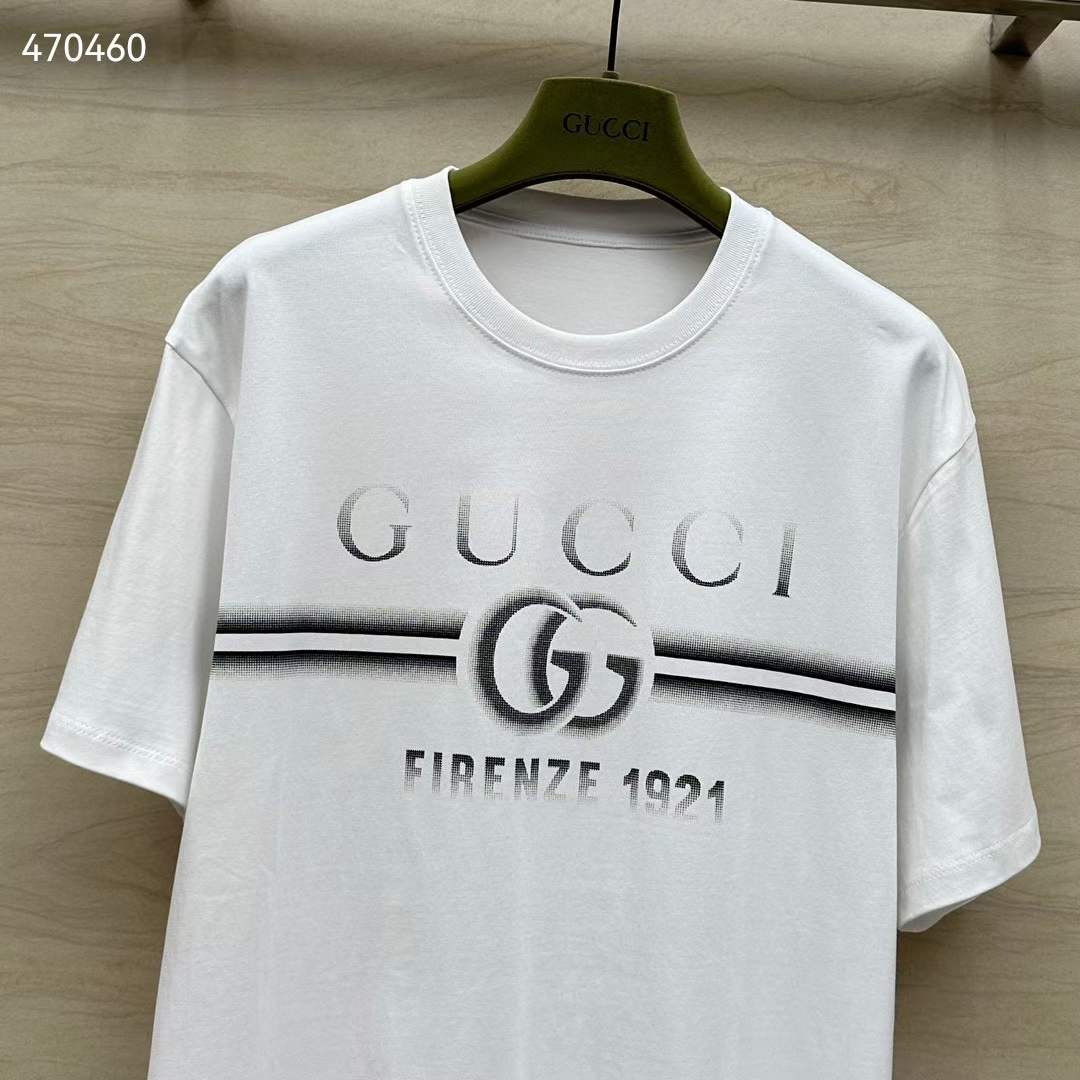 Gucci Men GG Cotton Jersey T-Shirt Print White Crewneck Short Sleeves