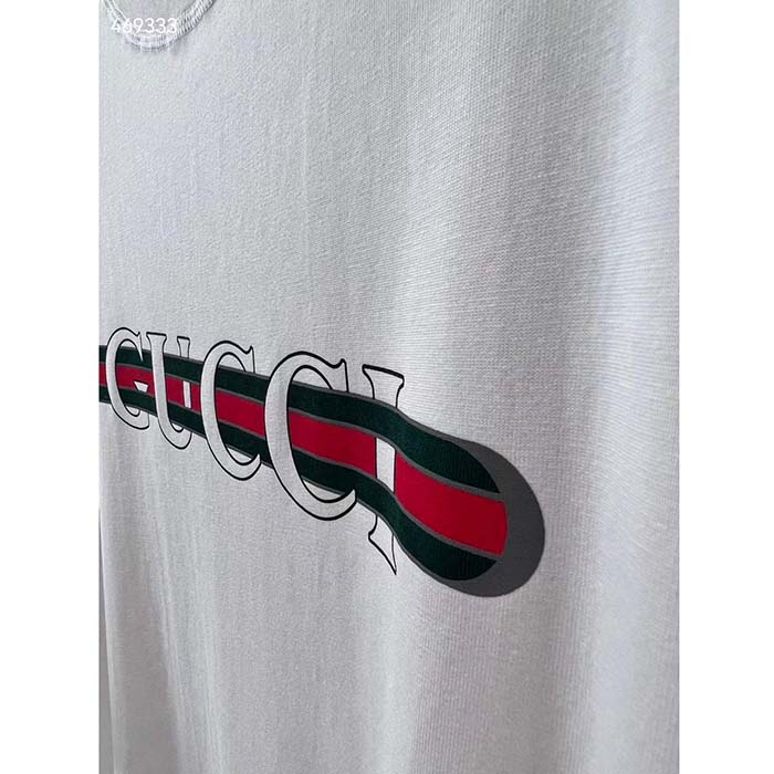 Gucci Men GG Cotton Jersey T-Shirt Print White Crewneck Short Sleeves Oversize Fit