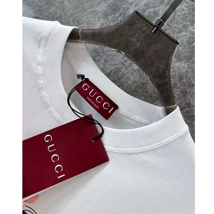 Gucci Men GG Cotton Jersey T-Shirt Print White Crewneck Short Sleeves Oversize Fit