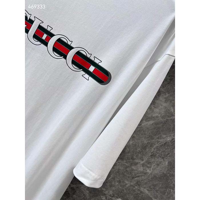 Gucci Men GG Cotton Jersey T-Shirt Print White Crewneck Short Sleeves Oversize Fit