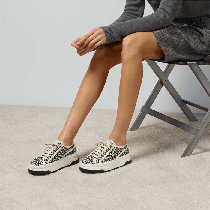 Gucci Unisex GG Sneaker Tennis 1977 Ivory Black Canvas Jacquard Low Heel