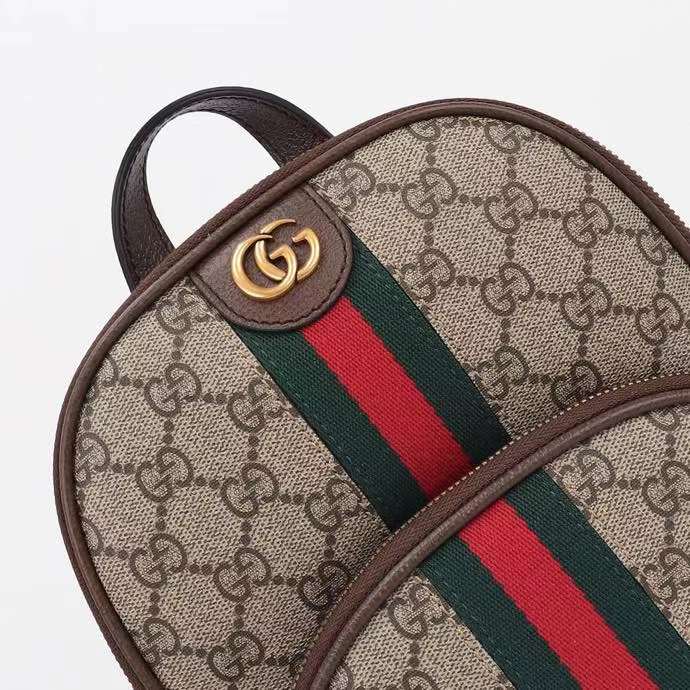 Gucci Unisex Ophidia GG Small Crossbody Bag Beige Ebony Supreme Canvas