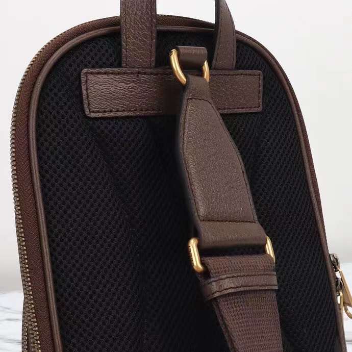 Gucci Unisex Ophidia GG Small Crossbody Bag Beige Ebony Supreme Canvas